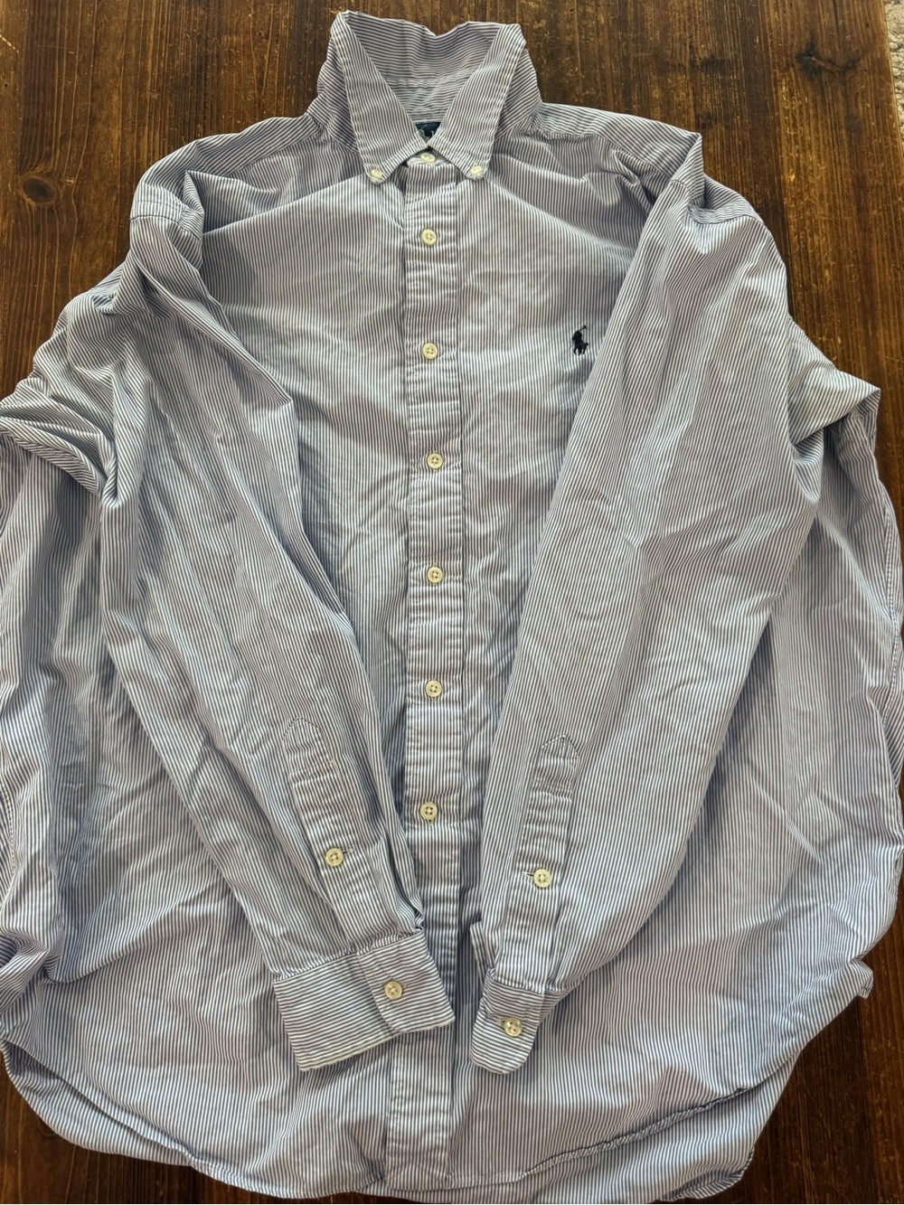 Ralph Lauren Light Blue & White Striped Button-Down Shirt Jacket
